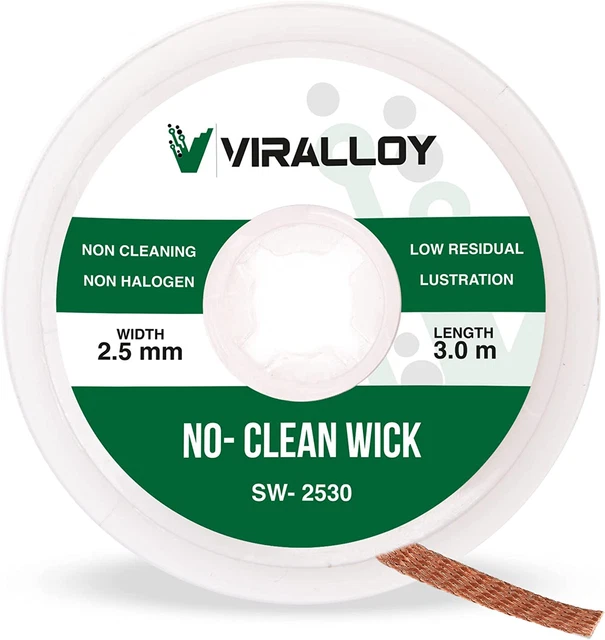 ® No Clean Flux Solder Wick Braid Length 10Ft Width 2.5Mm Solder Copper Static D