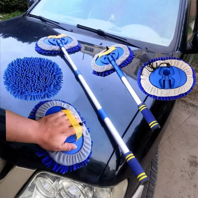 Extendable Chenille Microfiber Car Brush Wash Mop Mitt Vehicle Handle M4Z4