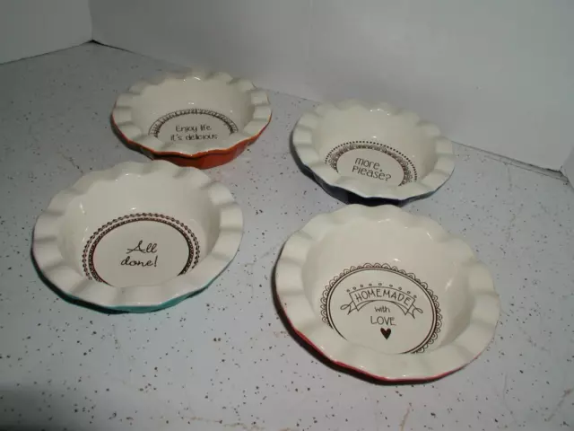 4 Ceramic 5 inch Mini Pie pan Deep dish homemade enjoy life more please all done