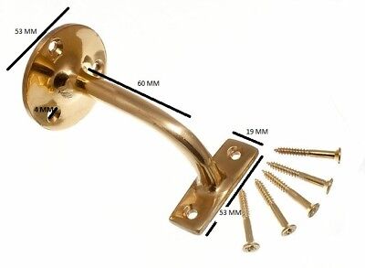 Stair hand rail bracket solid polished brass 3 inch & screws Qty. pack of 3