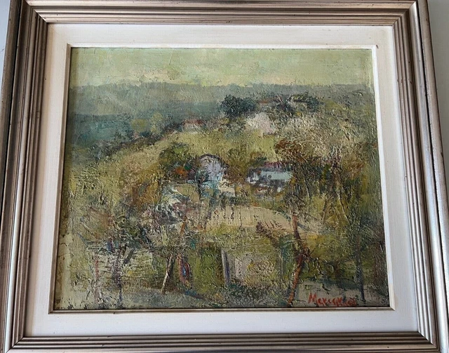 Dipinto ad Olio Su Tela, Firmato Luigi Marcarini 60x50 cm Paesaggio del Garda,