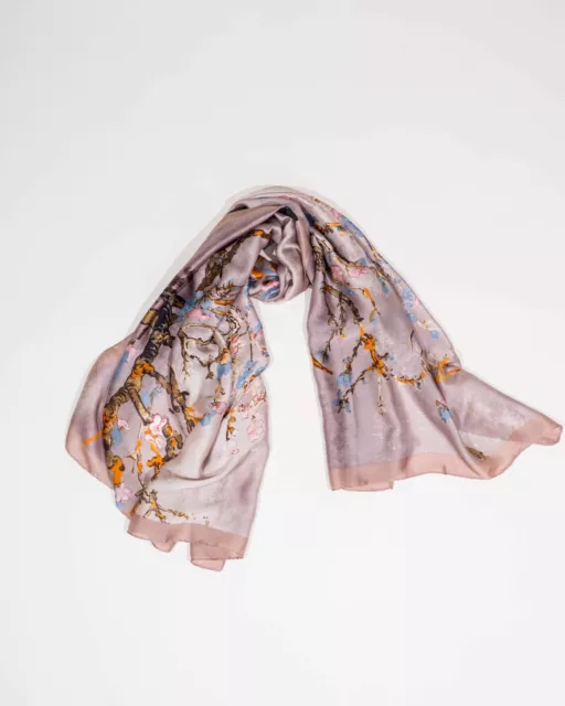 100% Silk Scarf in Purple/ Lilac Floral Print