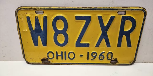 1960 Vintage Original Ohio License Plate W8ZXR