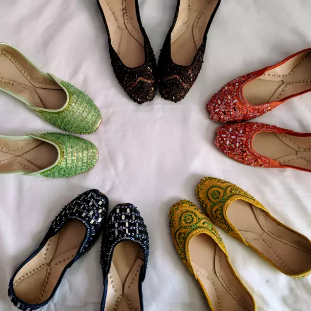 Designer Indian Women Bhojpuri Jooti Ballet Flat Saleem Shahi Khussa Shoe  #28320 | Buy Khussa Shoes For Women Online