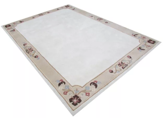 Teppich 100% Wolle Beige 160X230 cm Orientteppich Handgetuftet Nepal muster T827