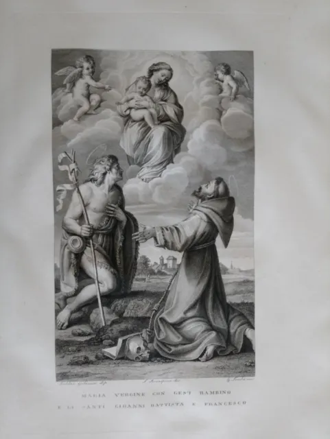 1830 Rosaspina Galanino Virgen con Niño San Juan y Francisco Madonna cm 47x30