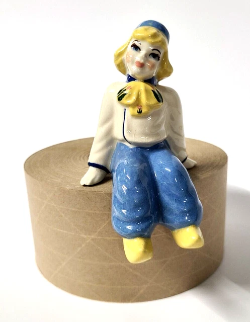 Vintage Ceramic Arts Studio Shelf Sitter Sitting Dutch Boy Hand Painted Figurine Vintage Ceramic Arts Studio Shelf Sitter Sitting Dutch Boy Hand Painted Figurine