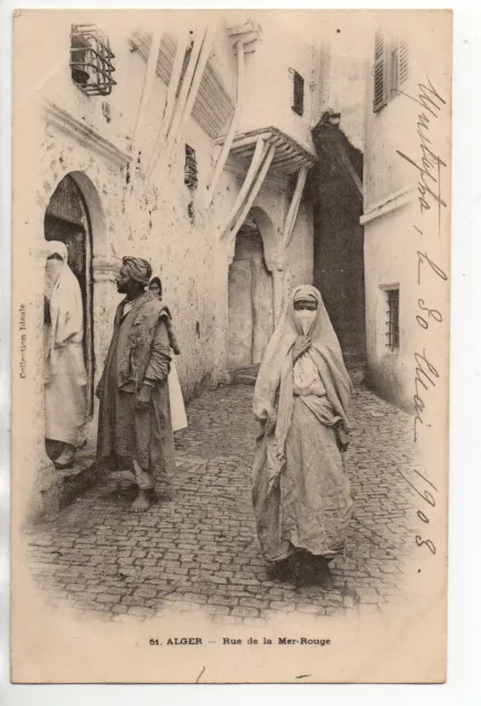 ALGERIE - Afrique du Nord - ALGER - quartier arabe - rue de la mer rouge