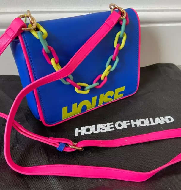 House of Holland Simili Cuir Chaîne Bracelet Épaule Grise de Sac