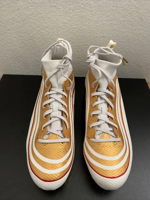 NIKE VAPOR UNTOUCHABLE Pro 3 Football Cleats White gold red custom