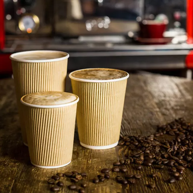 Disposable Takeaway Coffee Cups Kraft Triple Wall Hot Drink Cups 8oz,12oz, 16oz 2