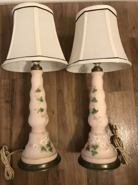 Pair Of Vintage Hand painted Porcelain Lamps