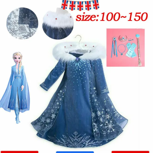 2020 Girls NEW Frozen 2 Elsa Dress Up  Fancy Cosplay Kids Costume Party Outfit