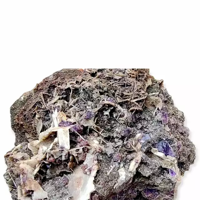504g Natural Purple Cubic Fluorite with Calcite Quartz Crystal - Ojuela Mine