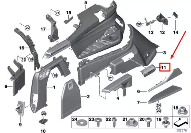 Neuf Bmw X7 G07 Rear Left Lashing Eye Cover 9495527 51479495527 Original