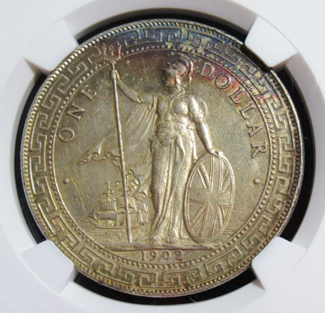Great Britan: Edward VII Trade Dollar 1902-B MS62 NGC, Superb Toning!!!
