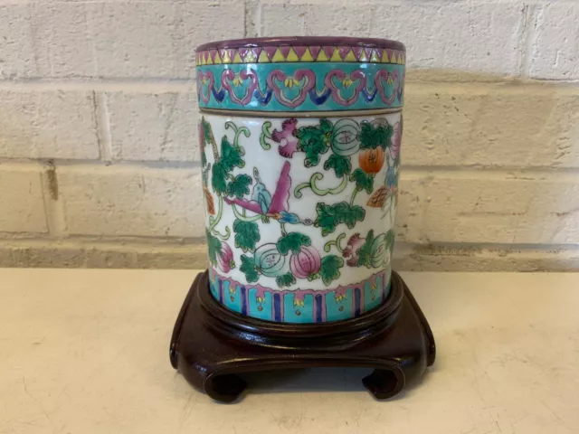 Ancien Chinois Porcelaine Couvert Pot W/Insecte Floral Fruit Décembre. Tongzhi