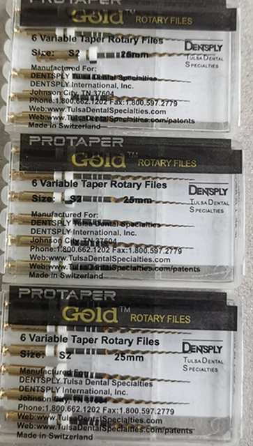 3 x Dentsply ProTaper Gold Files Assorted S2 25mm