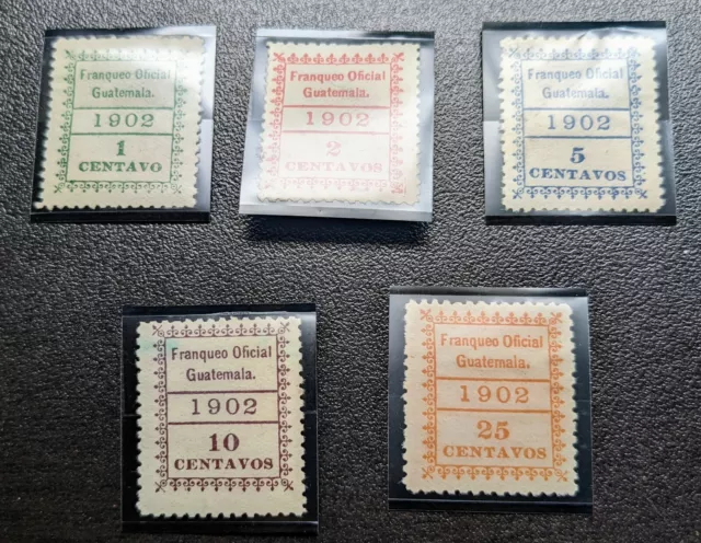 Guatemala Official Stamp Set. Scott's O1-O5. Used to MH. sal's stamp store.