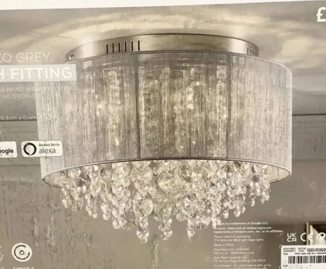 NEXT PALAZZO GREY Flush Fitting Ceiling Light Chandelier Pendant