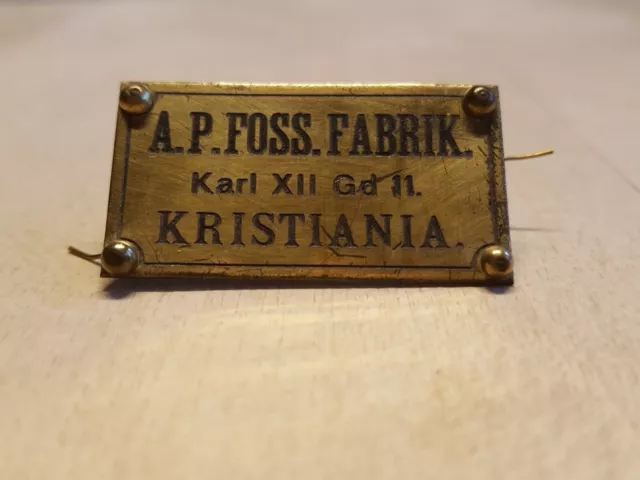 A.P. Foss Fabrik Kristiania Norwegen Produktschild Namensschild um 1910 Segel !!