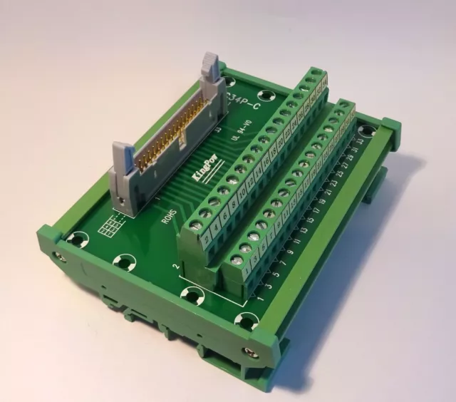 IDC-34 Male Header Breakout Board Screw Terminal Adaptor DIN rail mounting