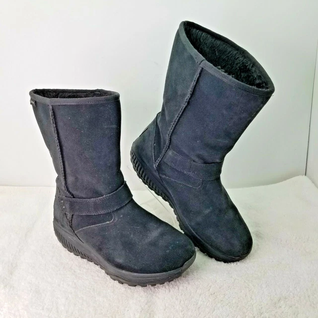 Skechers Shape Ups XF Bollard Boot Size 9 Black Suede Faux Fur Rocker Toning