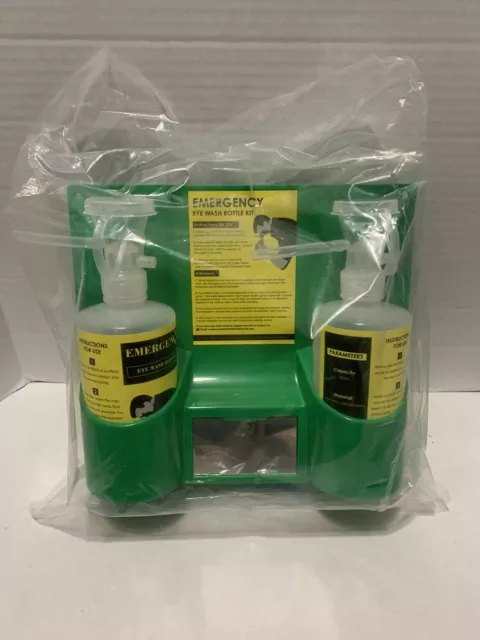 Emergency Eye Wash Station Portable 2x 500ml Bottle Wall Mount Kit
