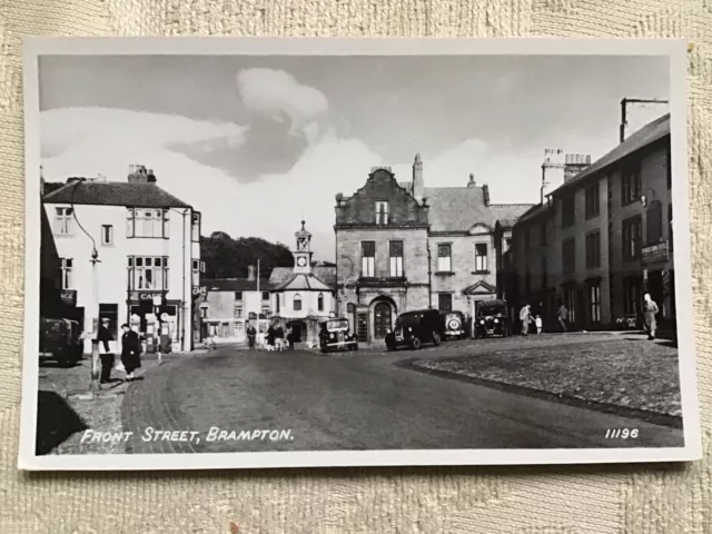 Front street, Brampton, real photo, cafes, shops, cars people Old postcard c72