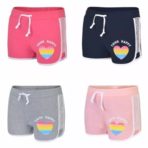 Niños Verano Pantalón Corto Deportivo Niña Hart Estampado Malla Inserts Bordeado