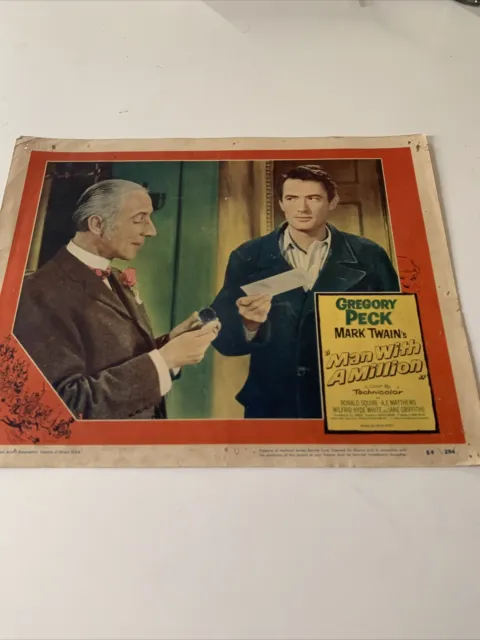 Rare Original 1950s Movie Poster. Man With A Million.  Gregory Peck . Mark Twain