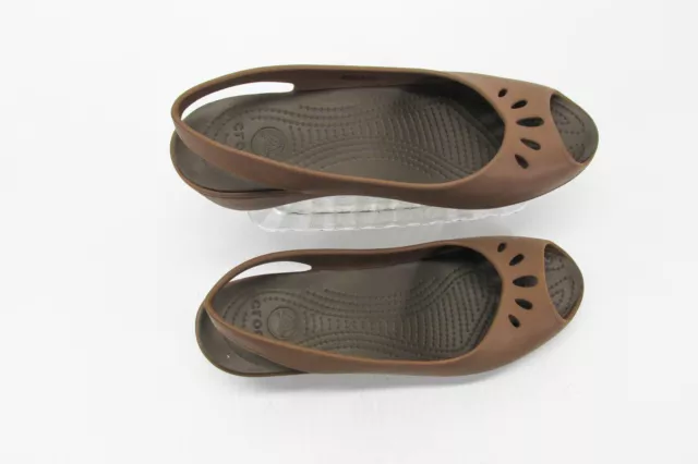 Crocs Womens Sandal Mabyn Mini Wedge Size 10 Brown Slingback Shoes Pre Owned vq 2
