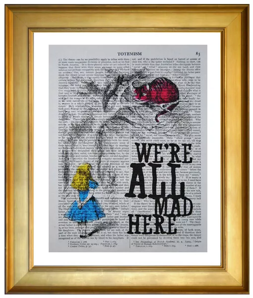 Alice In Wonderland Dictionary Page Art Print Vintage Antique Book Picture Quote