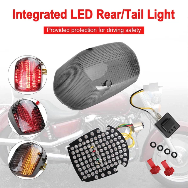 Integrated LED Rear/Tail Light For Honda Sabre Shadow ACE Deluxe Valkyrie Black