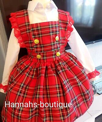 3/4yrs NEW Scottish warm tartan Christmas Xmas Spanish romany girls top dress