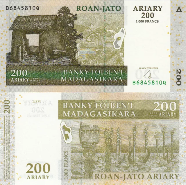 BILLET de BANQUE banknote MADAGASCAR 1000 FRS 200 ARIARY 2004 NEUF NEW UNC