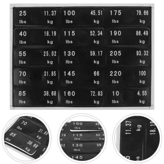 1 Sheet Stickers Sheets Weight Tags Gym Equipment Labels for Barbells Gym
