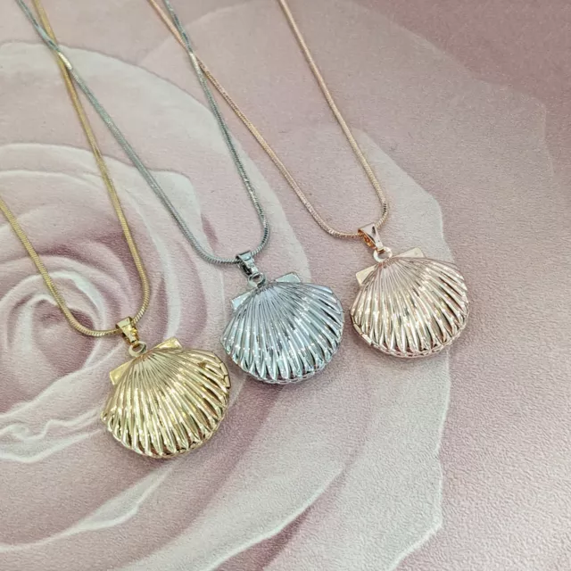 Silver, Gold or Rose Gold Plated Shell Locket Keepsake for Hair, Fur or Photo