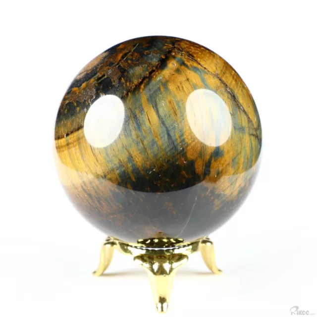 Gemstone 2.2" Blue & Gold Tiger's Eye Hand Carved Crystal Ball/Sphere, Healing