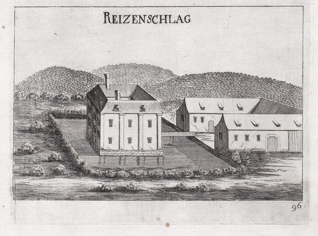 1672 Reitzenschlag Litschau Vista Incisione Stampa Antica Vischer Öst 194234