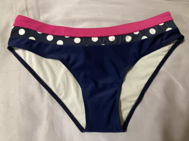 Polka Dot Bikini Bottoms Size S Navy Blue Pink And White Swimwear