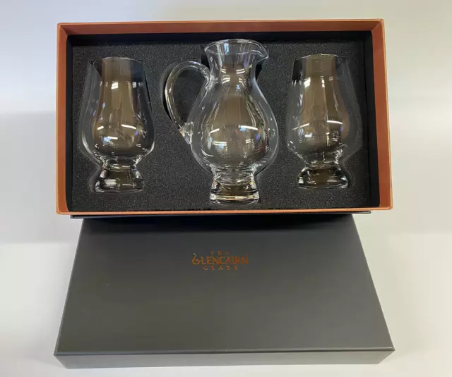 The Glencairn Official 2 Whisky Glasses +1 Jug in Black & Gold Gift Box Birthday