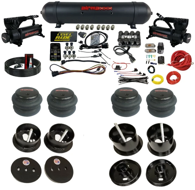 3 PRESET PRESSURE Complete Bolt On Air Ride Suspension Kit For 196162