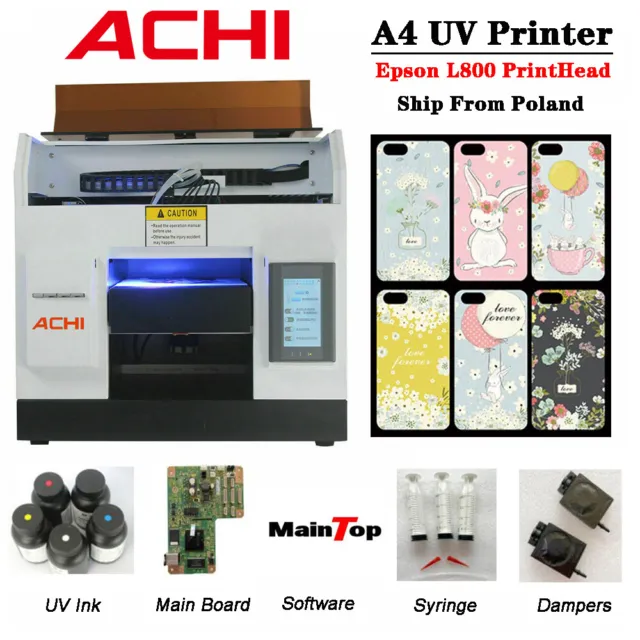 ACHI A4 UV Printer Epson L800 Print Nozzle For Phone Case Flat Printed & UV Ink