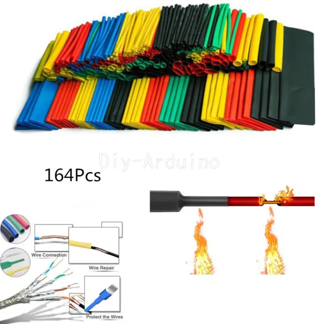 164PCS Polyolefin Heat Shrink Tubing Assorted Tube Insulated Sleeve Wire Cable