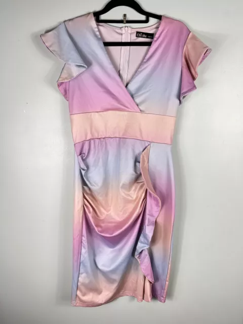 ChicMe size M dress pastel rainbow evening party cocktail colourful aline vneck