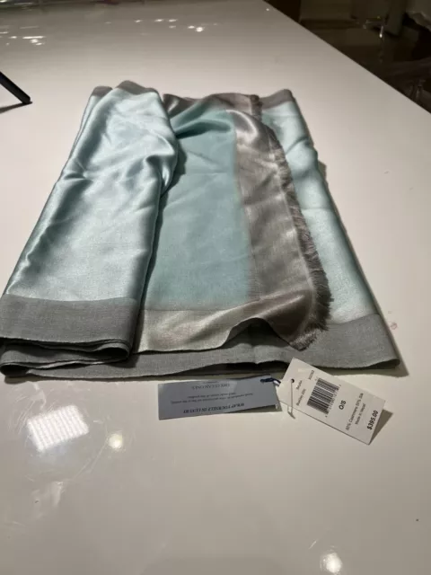 Bajra light blue grey 50% cashmere silk scarf $395