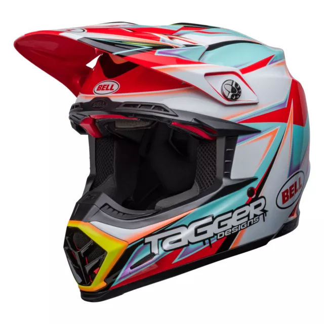 Helm Moto-Cross BELL MOTO-9S FLEX Tagger Edge Weiß Wasser Poliert
