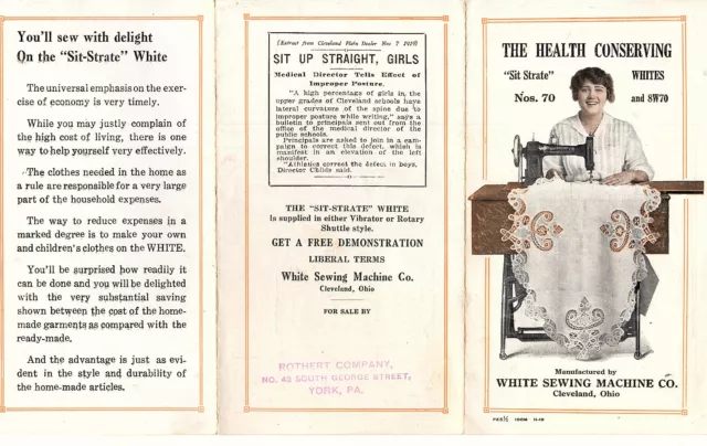 White Sewing Machines Vintage 1919 Brochure Sit-Strate Models No 70 & 8W70 Rare White Sewing Machines Vintage 1919 Brochure Sit-Strate Models No 70 & 8W70 Rare
