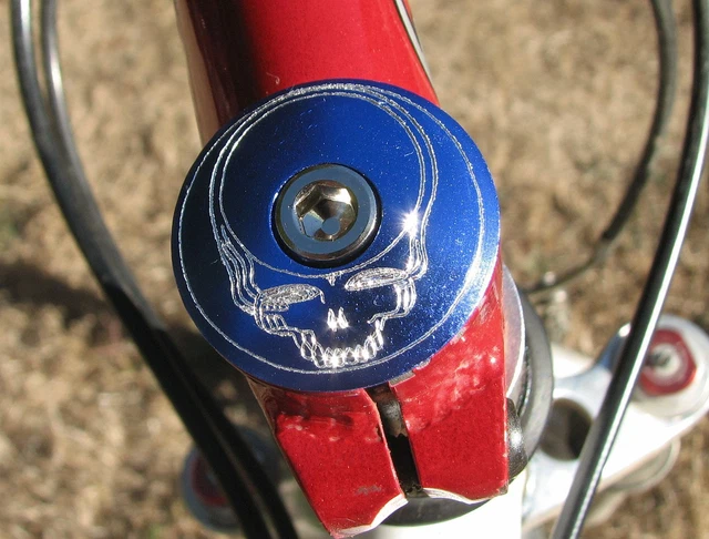 Steal Your Face Blue Headset Stem Top Cap 1 1/8" Custom Engraved Grateful Dead